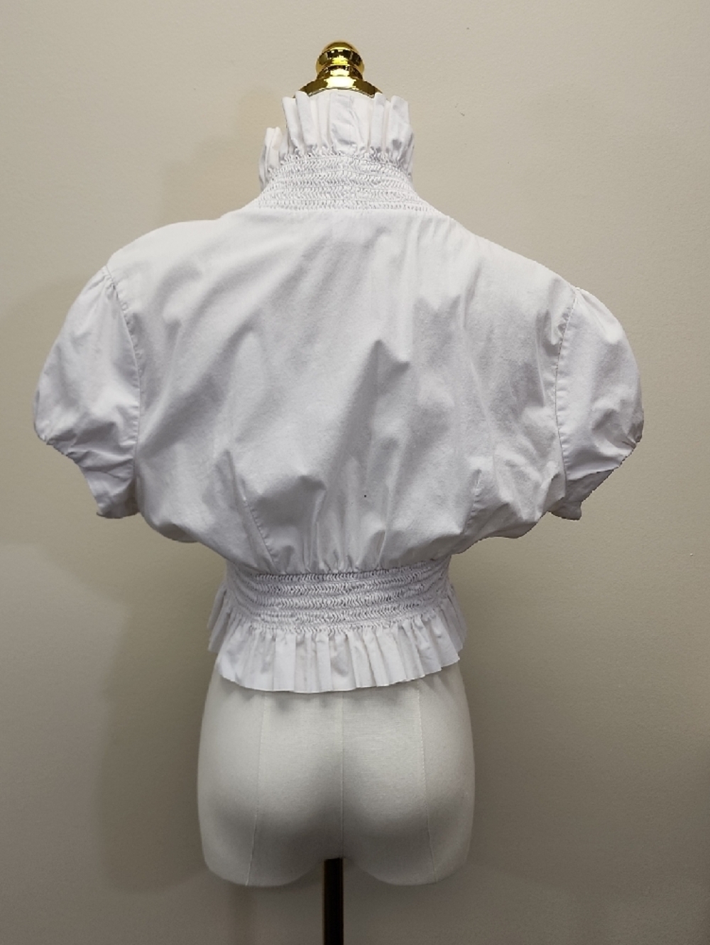 Jamie Nicole White Tie Front Puff Sleeve Smocked Bolero Top Crop Blouse 1X - Picture 4 of 9